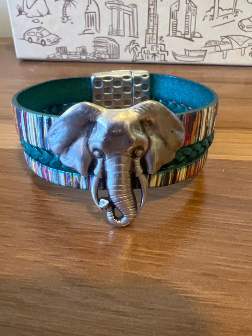 Boho Elephant Bracelet in Teal and Multicolor